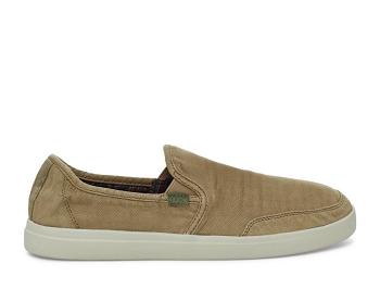 Sanuk Vagabond Slip On Sneaker Wash Vegan Men's Sidewalk Surfers Khaki | Canada 191RVD